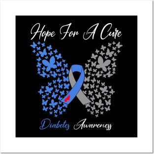 Hope For A Cure Butterfly Gift  diabetes 2 Posters and Art